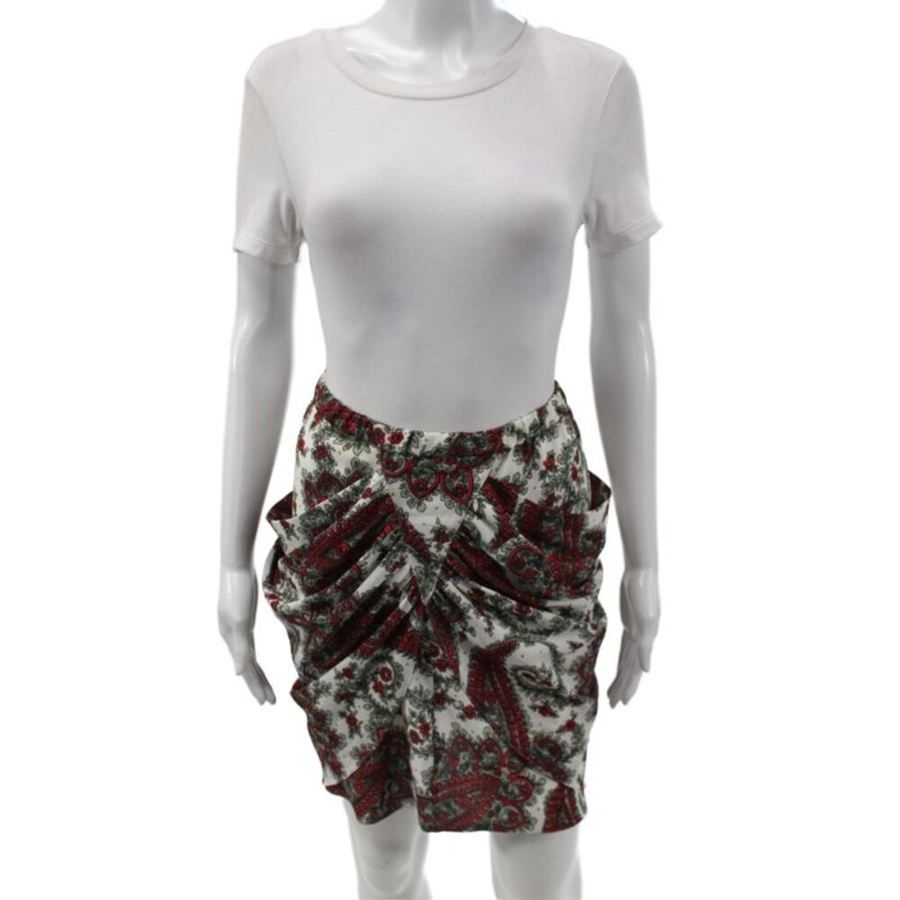 Isabel Marant Womens Wrap Paisley Polyester Skirt White Size 42